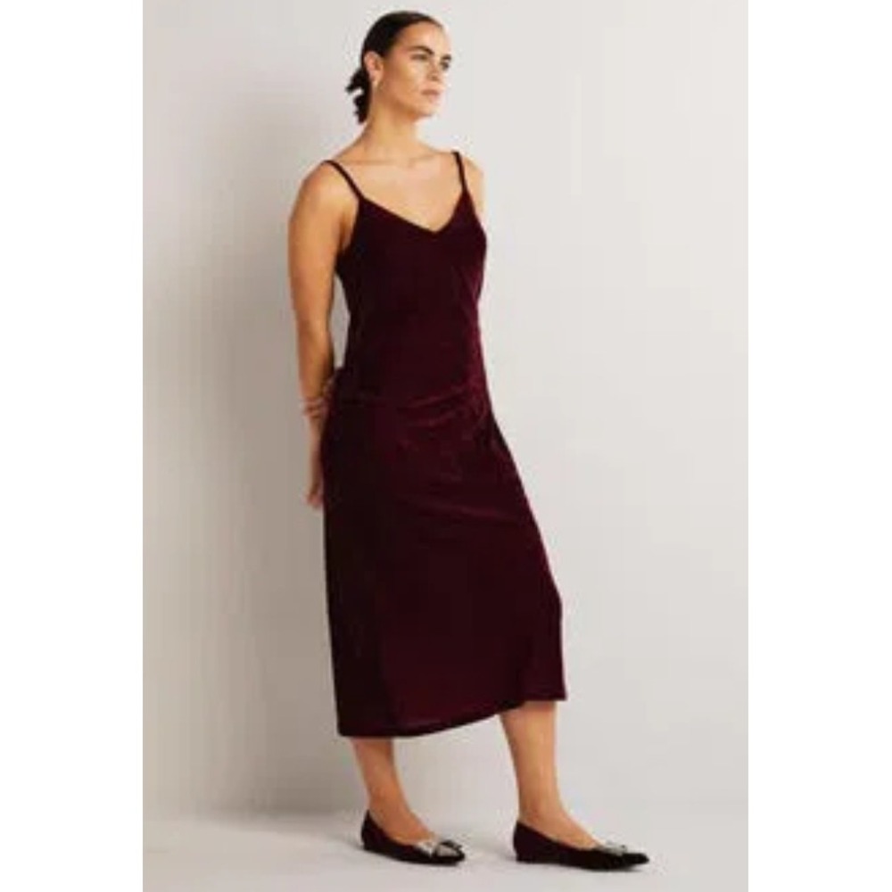 Boden Velvet‎ Slip Midi Party Dress US 8 R Ruby Burgundy Vamp Whimsigoth